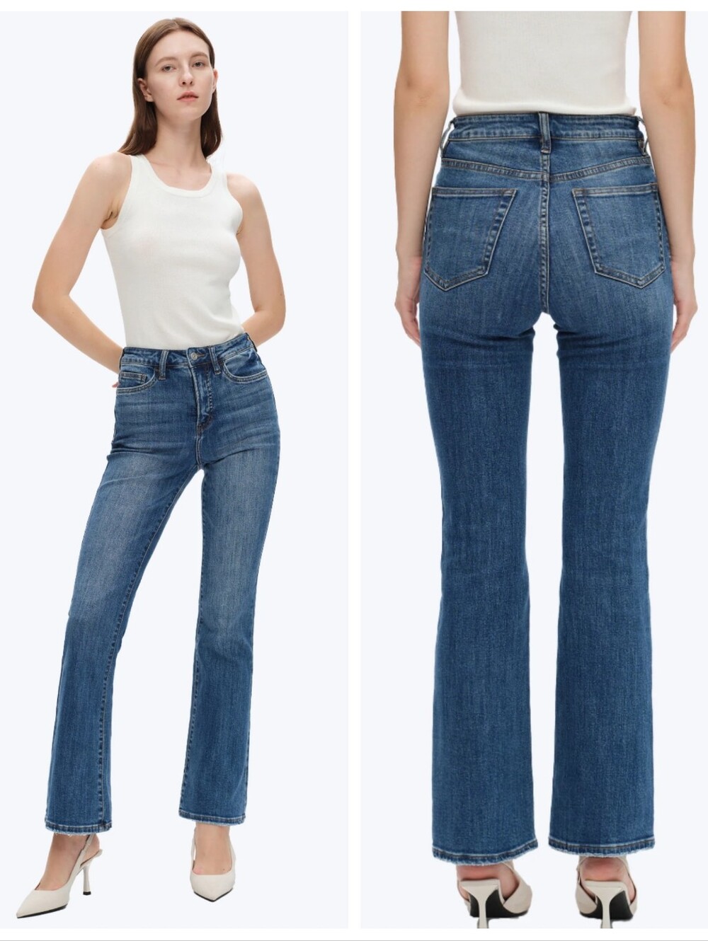 Bayeas High Rise Bootcut Jeans Marine Women's 28 Cleangirl Minimalist Caligirl